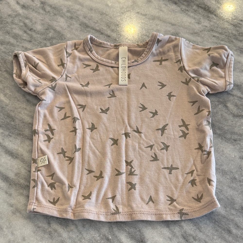 Childhoods Mauve Bird-Print Short Sleeve Tee
